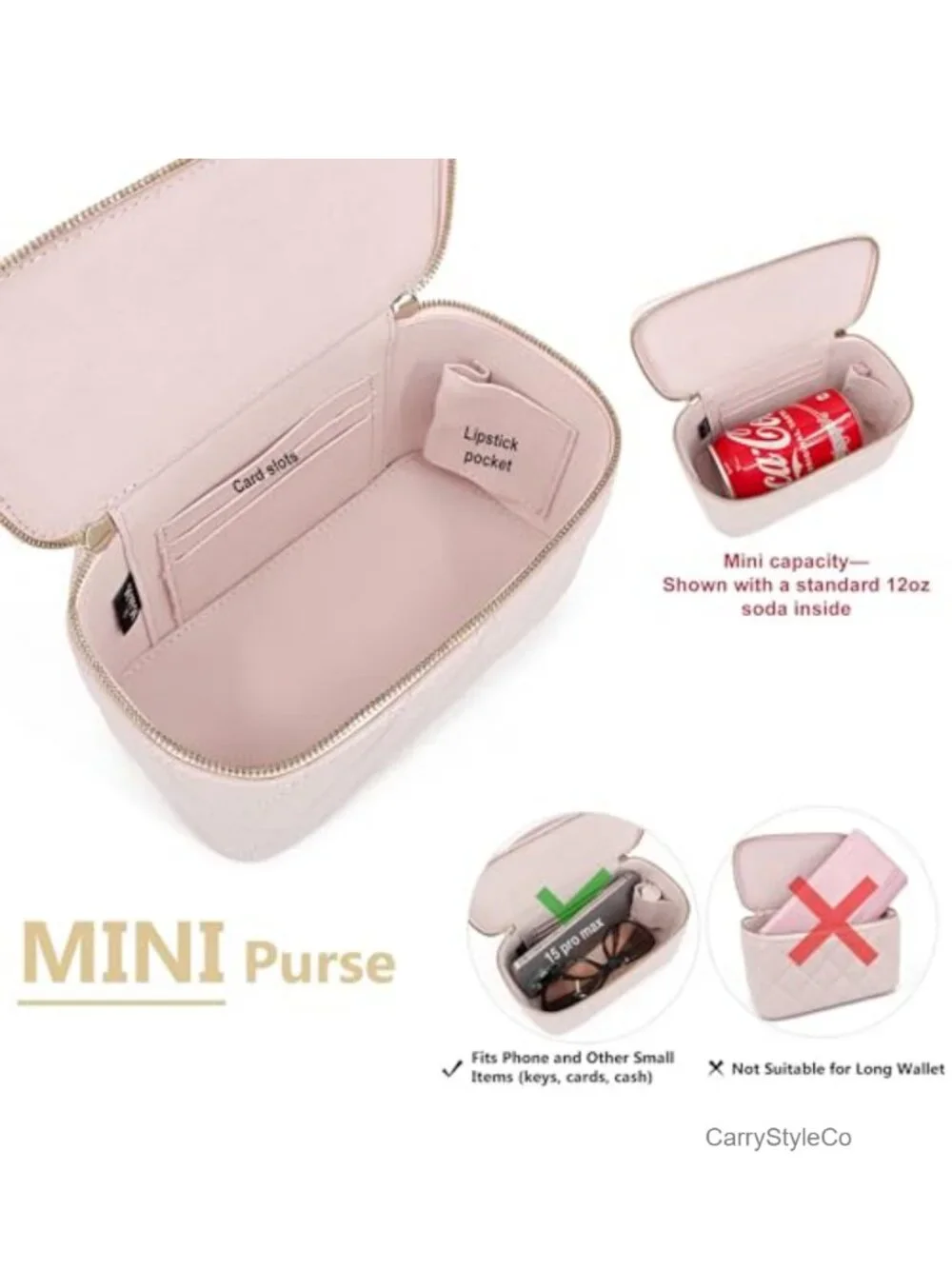 Genuine Lambskin Leather Quilted Mini Crossbody Purse Vanity Bag